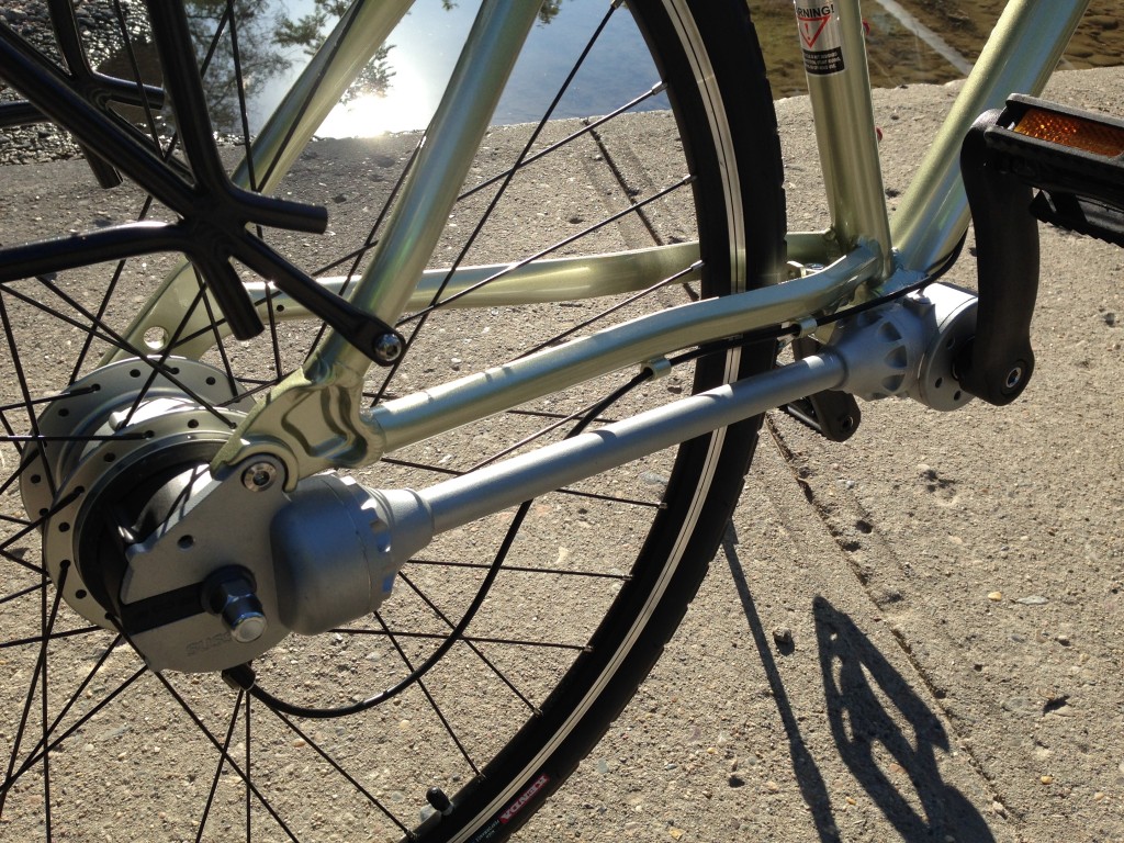 Instead of a chain, the Dynamic Bicycles use a Sussex internal shaft drive.